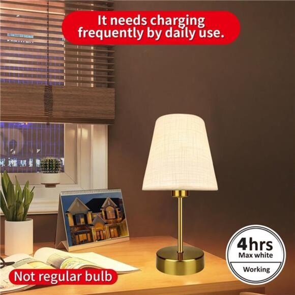 Mini Table Lamp Rechargeable Cordless Dimmable Night Light Warm Soft LED Bedroom - Picture 2 of 7